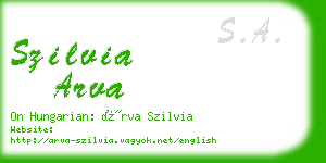 szilvia arva business card